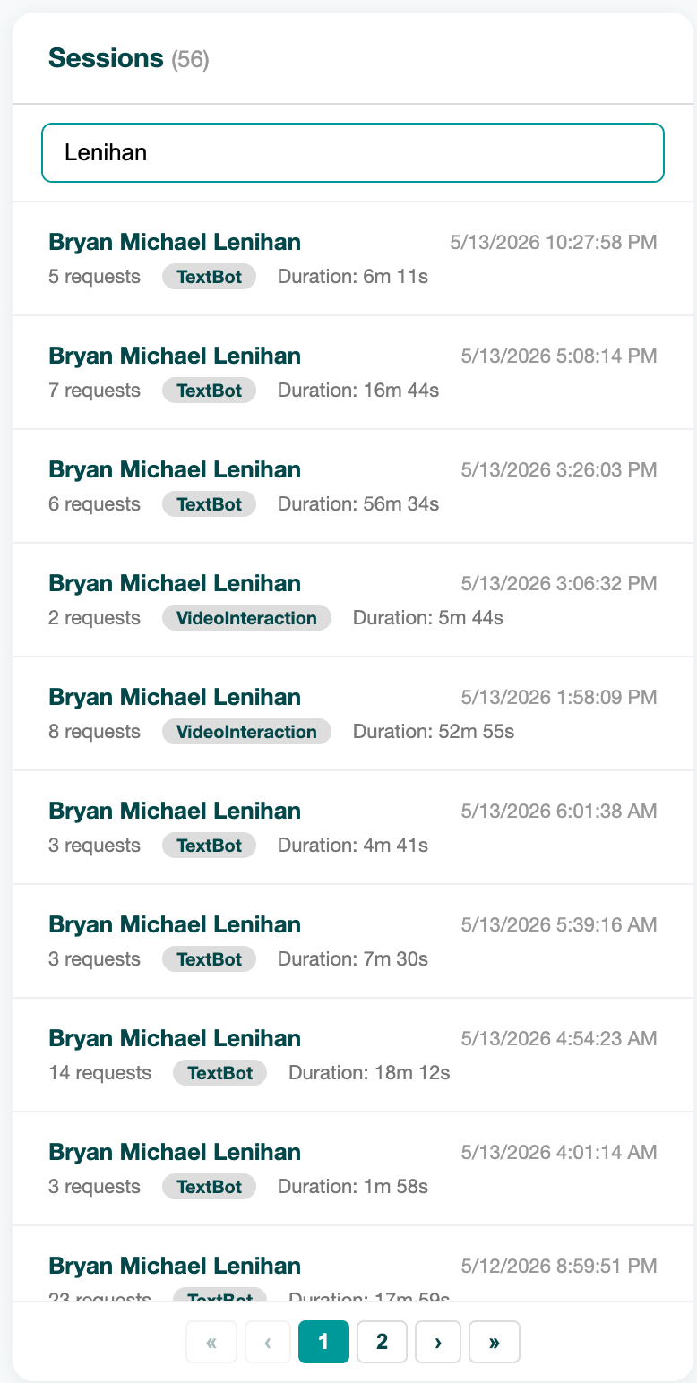Screenshot: admin-sessions-list.png &mdash; sessions list with filters.